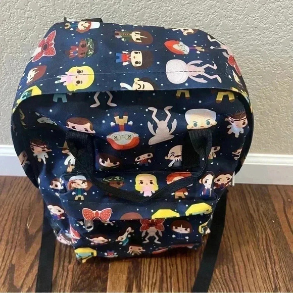 Loungefly Stranger Things Chibi Characters All Over Print Backpack Blue - Picture 3 of 16